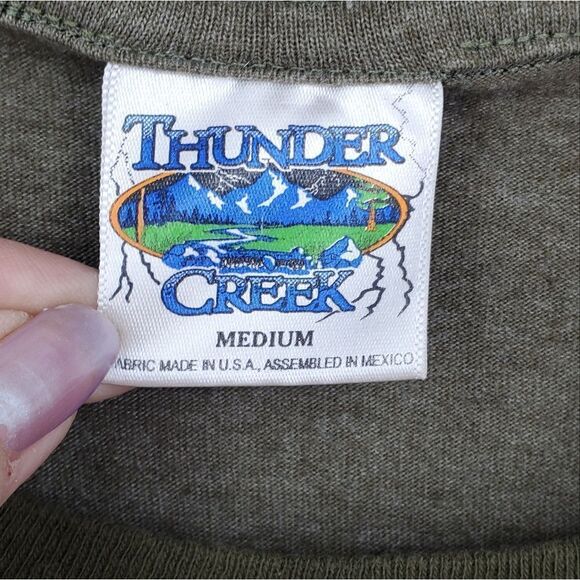 Thunder Creek Army Green Crew Neck Graphic Design T-Shirt With Short Sleeves - Picture 3 of 8